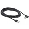 Przewód USB 2.0 typ A na USB 2.0 typ A kątowy 3m czarny Delock 83466