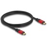 Kabel USB 20Gbps USB-C męsko-męski PD 3.0 100W 80cm czerwony metalowy Delock 80652