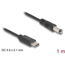 Kabel zasilający USB-C do wtyku DC 5,5 x 2,1mm męski 1m Delock 85397