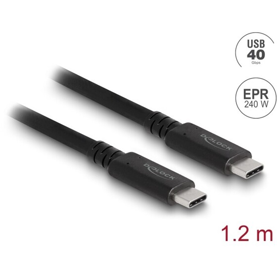 Kabel koncentryczny USB 4.0 40Gbps 1,2m USB PD 3.1 240W Delock 80009