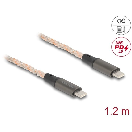 Kabel USB 2.0 USB-C męsko-męski PD 3.0 100W z podświetleniem RGB 1,2m Delock 88288