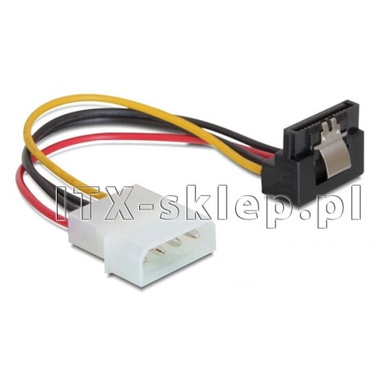 Kabel zasilający Molex - SATA kątowy lewy zatrzask metalowy 11,8cm