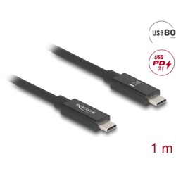 Kabel USB 80 Gbps USB-C męsko-męski 16K 60Hz PD 3.1 240W koncentryczny 1m czarny Delock 81211 Kabel USB 80 Gbps USB-C męsko-męski 16K 60Hz PD 3.1 240W koncentryczny 1m czarny Delock 81211