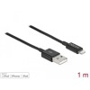 Przewód do transmisji danych USB i do zasilania do Lightning czarny 1m Delock 83002