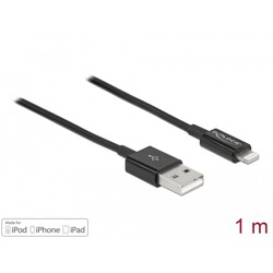 Przewód do transmisji danych USB i do zasilania do Lightning czarny 1m Delock 83002