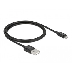 Przewód do transmisji danych USB i do zasilania do Lightning czarny 1m Delock 83002