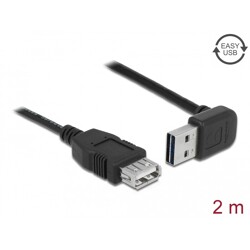 Przewód USB 2.0 typ A na USB 2.0 typ A kątowy 3m czarny Delock 83466