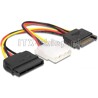 Kabel zasilający SATA męski - Molex żeński + SATA żeński 16,5cm