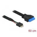 Kabel USB 3.0 gniazdo 2,00 mm raster 20 pin - USB 2.0 wtyk 2,54mm raster 60cm Delock 83792