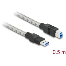 Kabel USB 3.2 typ A na męski typ B w koszulce metalowej 50cm Delock 86777 Kabel USB 3.2 typ A na męski typ B w koszulce metalowej 50cm Delock 86777