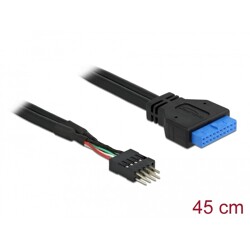 Kabel USB 3.0 gniazdo 2,00 mm raster 20 pin - USB 2.0 wtyk 2,54mm raster 45cm Delock 83791