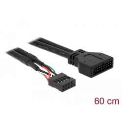 Kabel USB 3.0 wtyk 2,00 mm raster 20 pin - USB 2.0 gniazdo 2,54mm raster 8 pin 60cm Delock 83777