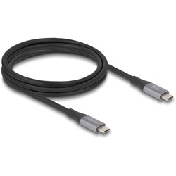 Kabel USB 40Gbps USB-C męsko-męski PD 3.1 240W 2m szary metalowy Delock 81192