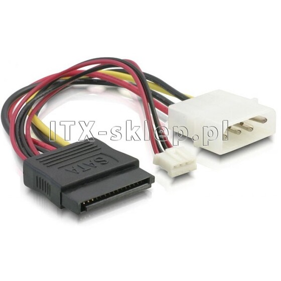 Kabel zasilający Molex męski - SATA żeński + 4pin power 5V 12cm