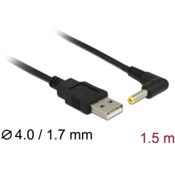 Kabel zasilania USB - DC 4,0 x 1,7 mm męski 90° 1,5m Delock 85544