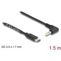 Kabel zasilania USB - DC 4,0 x 1,7 mm męski 90° 1,5m Delock 85665