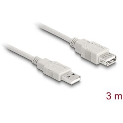 Kabel przedłużacz USB 2.0 A wtyk - USB 2.0 A gniazdo 3m beżowy Delock 82240