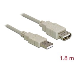 Kabel przedłużacz USB 2.0 A wtyk - USB 2.0 A gniazdo 1,8 m szary Delock 82239