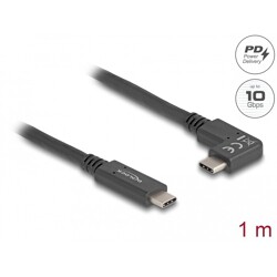Kabel USB 10Gbps USB-C męski na USB-C męski kątowy w lewo / w prawo 1m 4K PD 60W z Delock 80037
