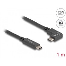 Kabel USB 10Gbps USB-C męski na USB-C męski kątowy w lewo / w prawo 1m 4K PD 60W z Delock 80037