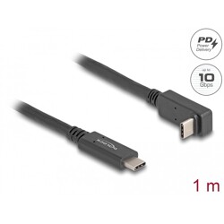 Kabel USB 10Gbps USB-C męski na USB-C męski kątowy w górę / w dół 1m 4K PD 60W z Delock 80034