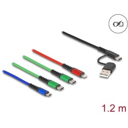 Kabel ładowarki USB 4w1 USB typ A + USB-C do Lightning / micro USB / 2x USB-C 1,2m Delock 87035