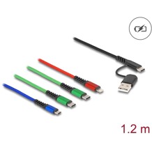 Kabel ładowarki USB 4w1 USB typ A + USB-C do Lightning / micro USB / 2x USB-C 1,2m Delock 87035