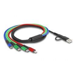 Kabel ładowarki USB 4w1 USB typ A + USB-C do Lightning / micro USB / 2x USB-C 1,2m Delock 87035 Kabel ładowarki USB 4w1 USB typ A + USB-C do Lightning / micro USB / 2x USB-C 1,2m Delock 87035