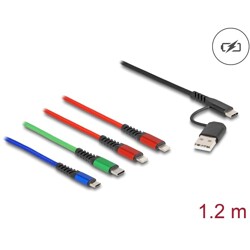 Kabel ładowarki USB 4w1 USB typ A + USB-C do 2x Lightning / micro USB / USB-C 1,2m Delock 87884