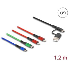 Kabel ładowarki USB 4w1 USB typ A + USB-C do 2x Lightning / micro USB / USB-C 1,2m Delock 87884
