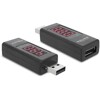 Adapter USB 2.0 A męskie - A żeński ze wskaźnikiem LED z odczytem napięcia i natężenia Delock 65569