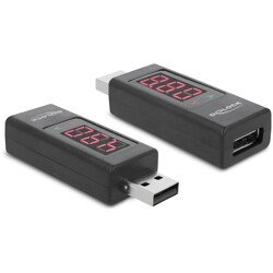 Adapter USB 2.0 A męskie - A żeński ze wskaźnikiem LED z odczytem napięcia i natężenia Delock 65569