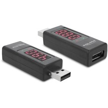 Adapter USB 2.0 A męskie - A żeński ze wskaźnikiem LED z odczytem napięcia i natężenia Delock 65569