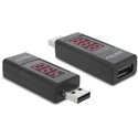 Adapter USB 2.0 A męskie - A żeński ze wskaźnikiem LED z odczytem napięcia i natężenia Delock 65569