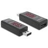 Adapter USB 2.0 A męskie - A żeński ze wskaźnikiem LED z odczytem napięcia i natężenia Delock 65569
