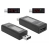 Adapter USB 2.0 A męskie - A żeński ze wskaźnikiem LED z odczytem napięcia i natężenia Delock 65569
