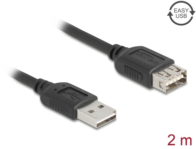 Przedłużacz USB 2.0 EASY USB typ A męski na EASY USB typ A żeński 2m Delock 81513