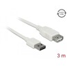 Przedłużacz USB 2.0 typ A na USB 2.0 typ A żeński biały 3m Delock 85201