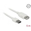 Przedłużacz USB 2.0 typ A na USB 2.0 typ A żeński biały 5m Delock 85202