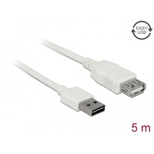 Przedłużacz USB 2.0 typ A na USB 2.0 typ A żeński biały 5m Delock 85202
