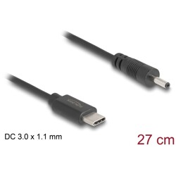 Kabel zasilający USB-C do wtyku DC 3,0 x 1,1mm męski 27cm Delock 85403 Kabel zasilający USB-C do wtyku DC 3,0 x 1,1mm męski 27cm Delock 85403