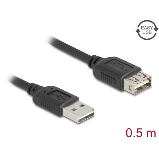 Przedłużacz USB 2.0 EASY USB typ A męski na EASY USB typ A żeński 50cm Delock 81511