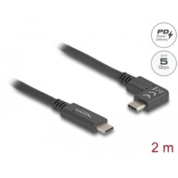 Kabel USB 5Gbps USB-C męski na USB-C męski kątowy w lewo / w prawo 2m 4K PD 60W z Delock 80038