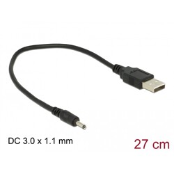 Kabel USB Power - DC 3,0 x 1,1mm wtyk 27cm Delock 83793