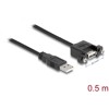 Przewód USB 2.0 typ A wtyk męski - USB 2.0 typ A wtyk żeński do zabudowy panel. 50cm Delock 85461