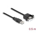 Przewód USB 2.0 typ A wtyk męski - USB 2.0 typ A wtyk żeński do zabudowy panel. 50cm Delock 85461