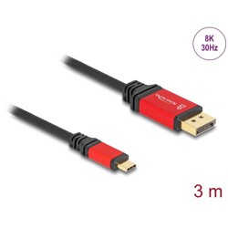 Kabel USB-C do DisplayPort - DP Alt Mode - 8K 30Hz z funkcją HDR 3m czerwony Delock 80094