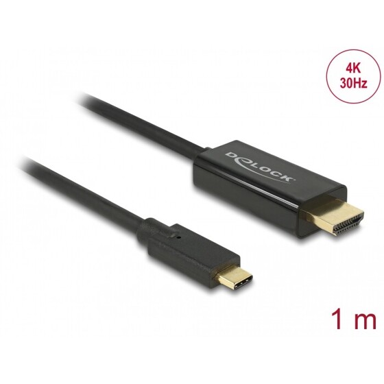 Kabel USB-C na HDMI 4K 30Hz 1m czarny Delock 85258