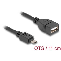 Kabel USB 2.0 OTG typ micro-B męski - typ A żeński 11 cm Delock 83018