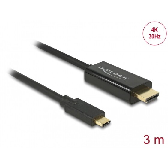 Kabel USB-C na HDMI 4K 30Hz 3m czarny Delock 85260